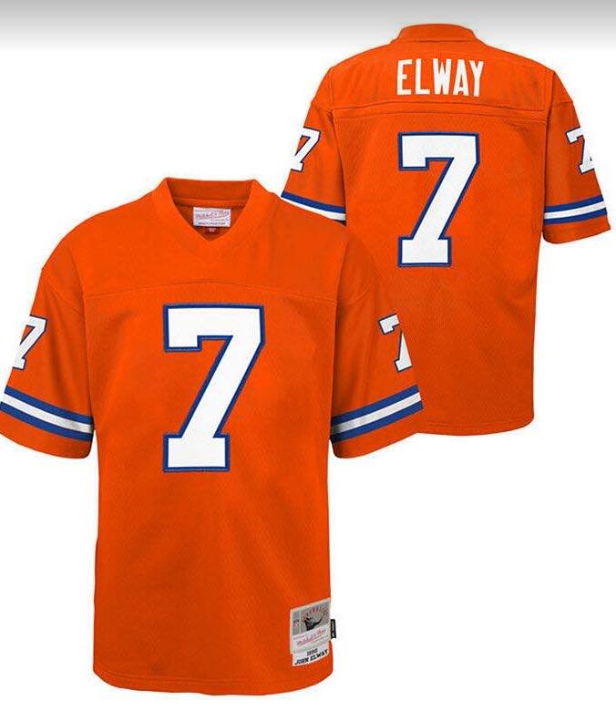 Men's Denver Broncos #7 John Elway Orange 1990 Mitchell And Ness Stitched Football Jersey
